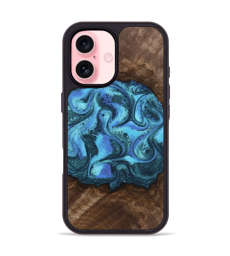 iPhone 16 Wood Phone Case - Alaya (Blue, 746448)