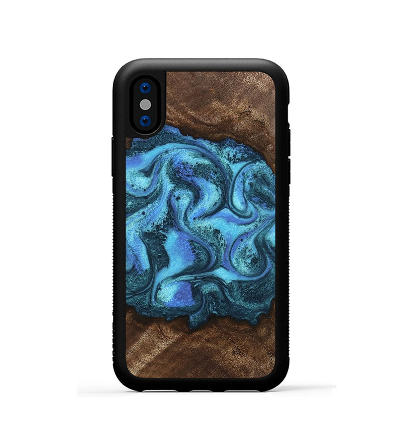 iPhone Xs Wood Phone Case - Alaya (Blue, 746448)