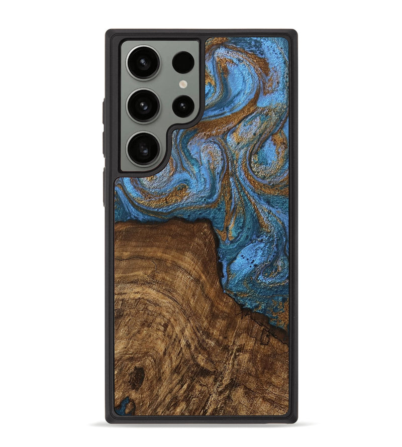 Galaxy S23 Ultra Wood Phone Case - Willis (Teal & Gold, 746449)