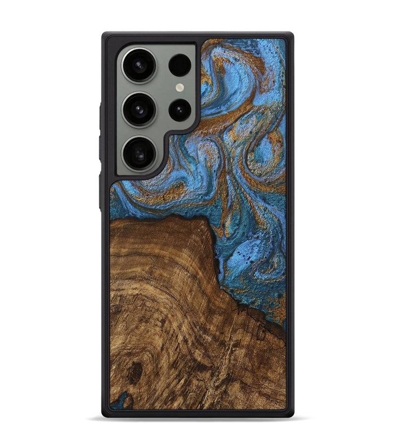 Galaxy S24 Ultra Wood Phone Case - Willis (Teal & Gold, 746449)