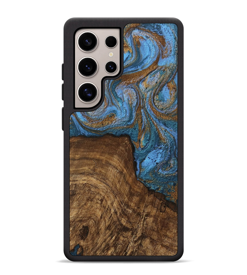 Galaxy S25 Ultra Wood Phone Case - Willis (Teal & Gold, 746449)