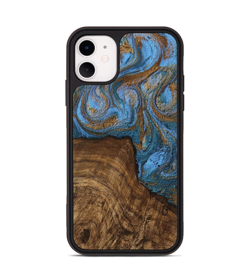 iPhone 11 Wood Phone Case - Willis (Teal & Gold, 746449)