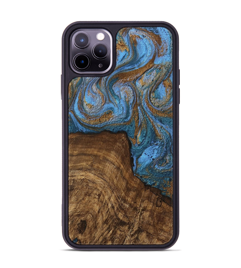 iPhone 11 Pro Max Wood Phone Case - Willis (Teal & Gold, 746449)