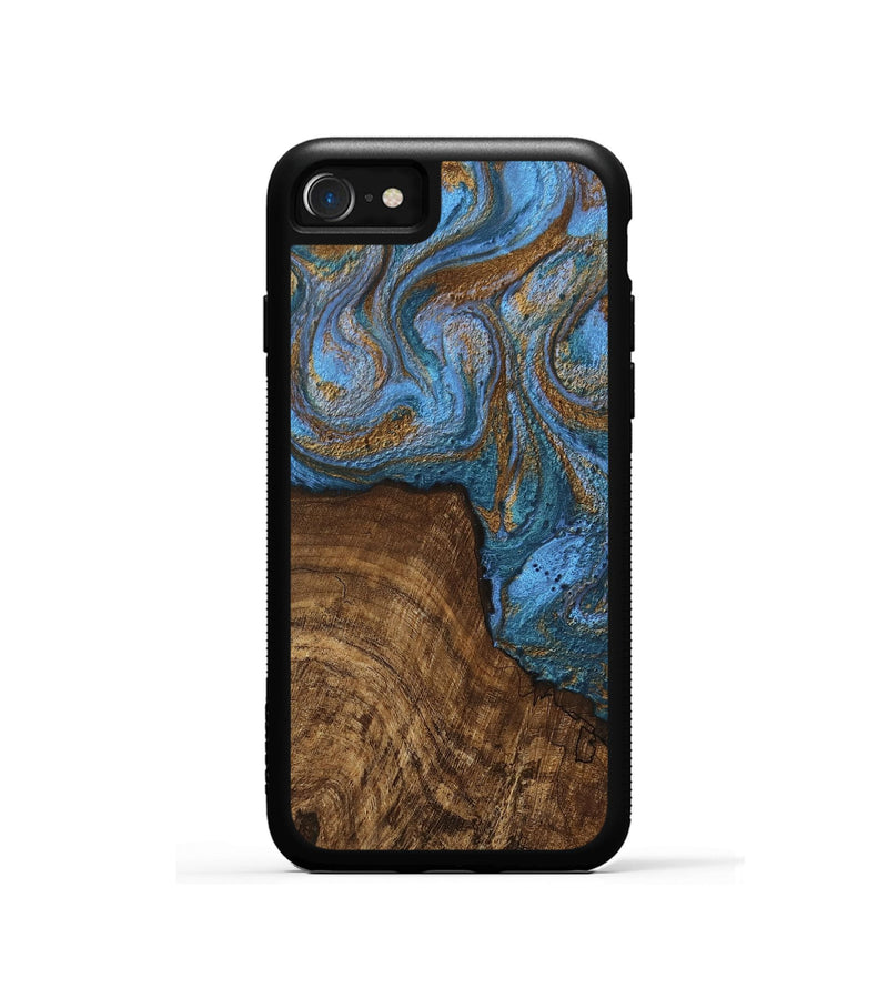 iPhone SE Wood Phone Case - Willis (Teal & Gold, 746449)