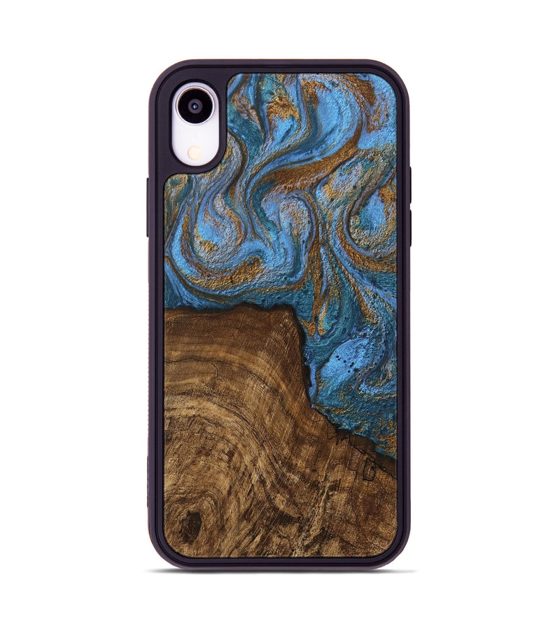 iPhone Xr Wood Phone Case - Willis (Teal & Gold, 746449)