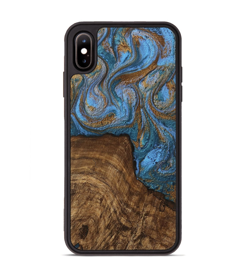 iPhone Xs Max Wood Phone Case - Willis (Teal & Gold, 746449)