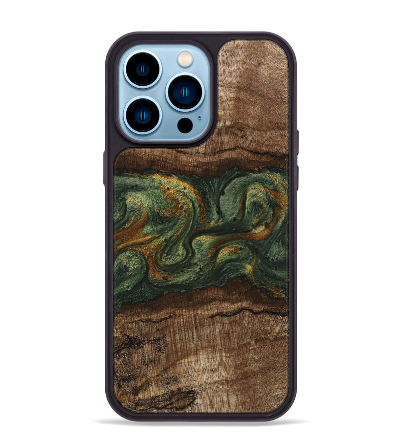 iPhone 14 Pro Max Wood Phone Case - Bettye (Green, 746450)