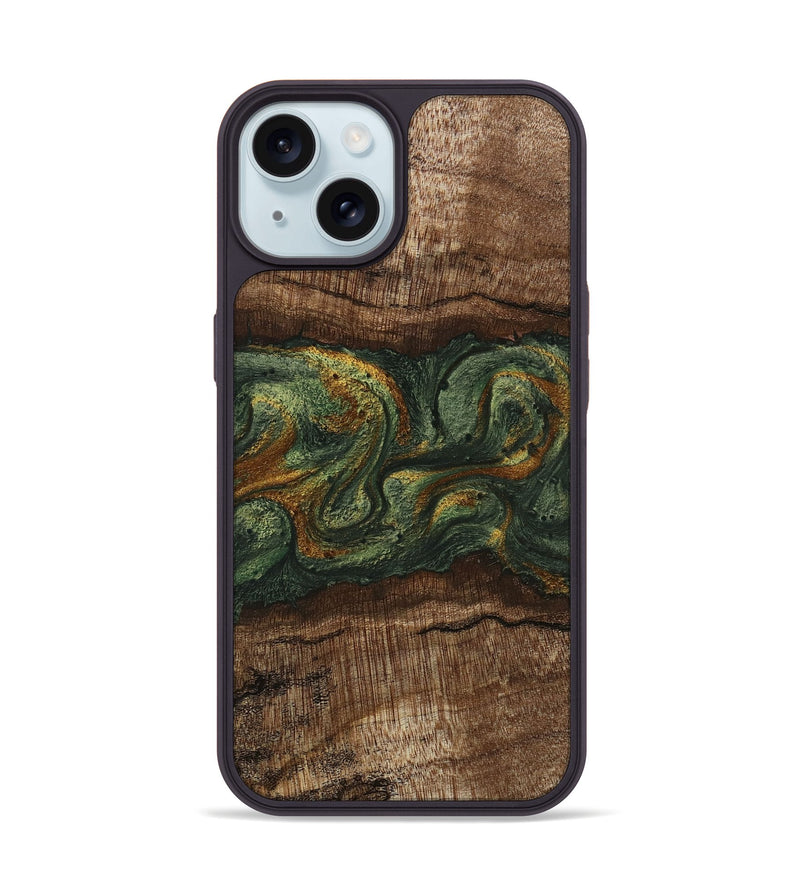 iPhone 15 Wood Phone Case - Bettye (Green, 746450)