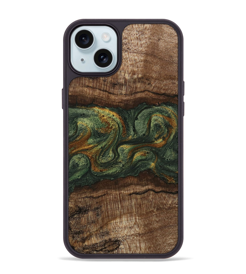 iPhone 15 Plus Wood Phone Case - Bettye (Green, 746450)