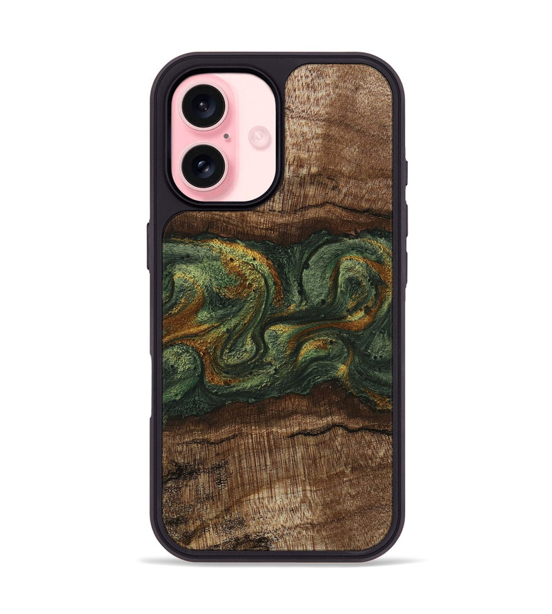 iPhone 16 Wood Phone Case - Bettye (Green, 746450)