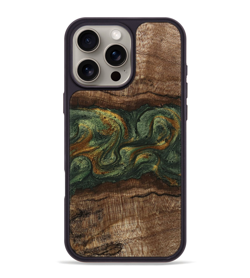 iPhone 16 Pro Max Wood Phone Case - Bettye (Green, 746450)