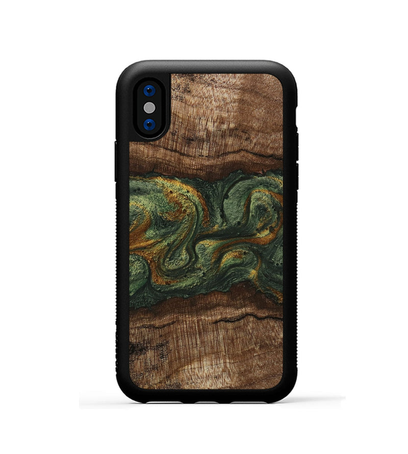 iPhone Xs Wood Phone Case - Bettye (Green, 746450)