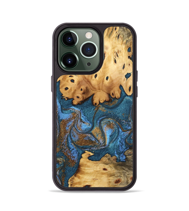 iPhone 13 Pro Wood Phone Case - Bryce (Teal & Gold, 746453)