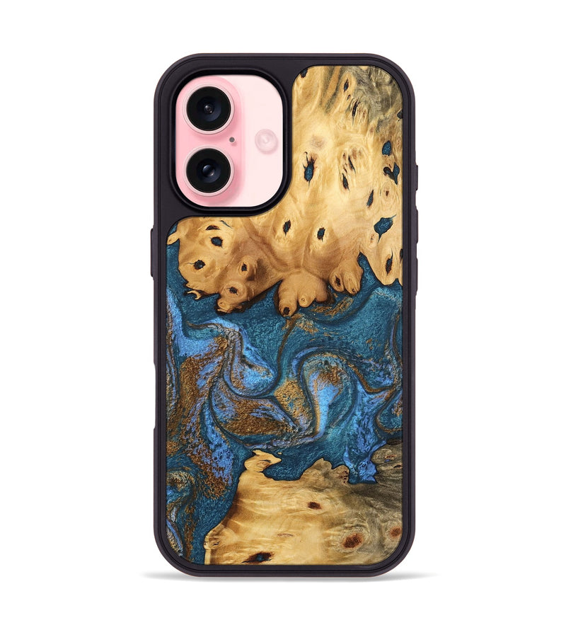 iPhone 16 Wood Phone Case - Bryce (Teal & Gold, 746453)