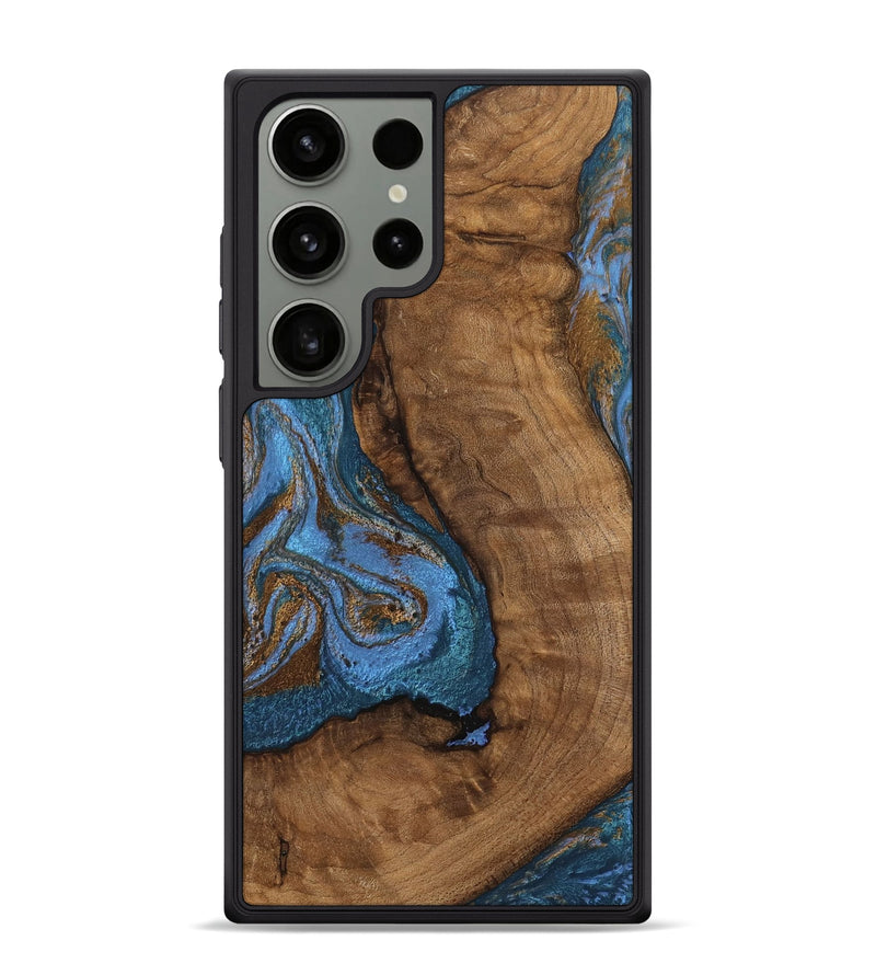 Galaxy S24 Ultra Wood Phone Case - Damian (Teal & Gold, 746455)