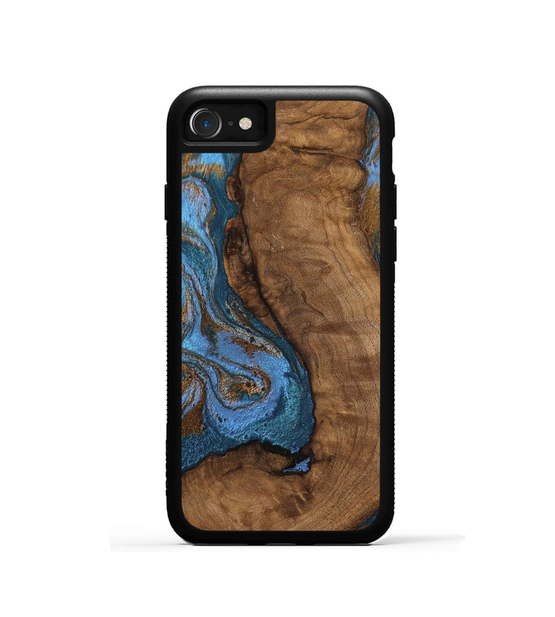 iPhone SE Wood Phone Case - Damian (Teal & Gold, 746455)