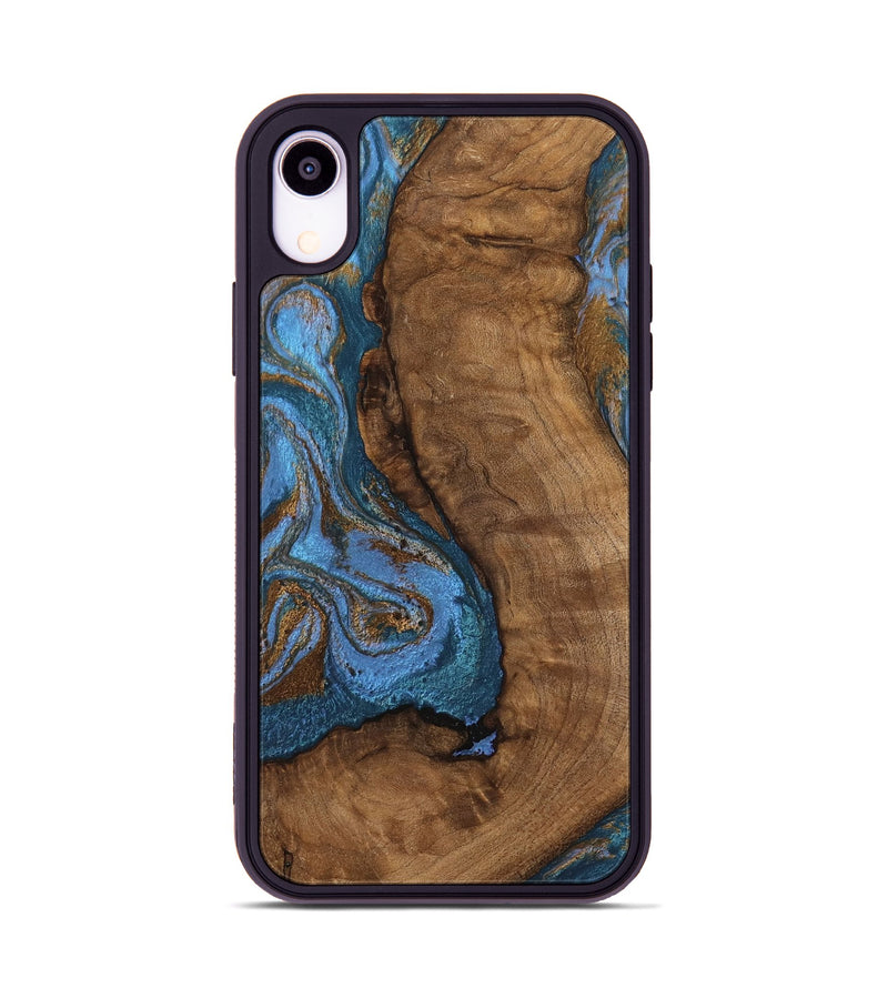 iPhone Xr Wood Phone Case - Damian (Teal & Gold, 746455)