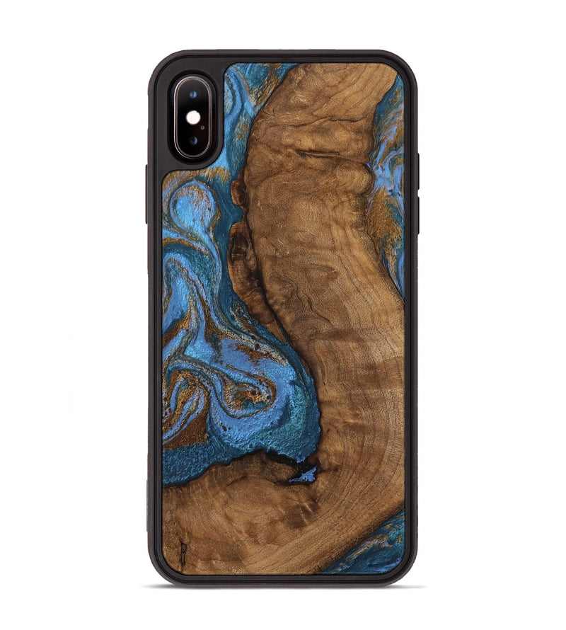 iPhone Xs Max Wood Phone Case - Damian (Teal & Gold, 746455)