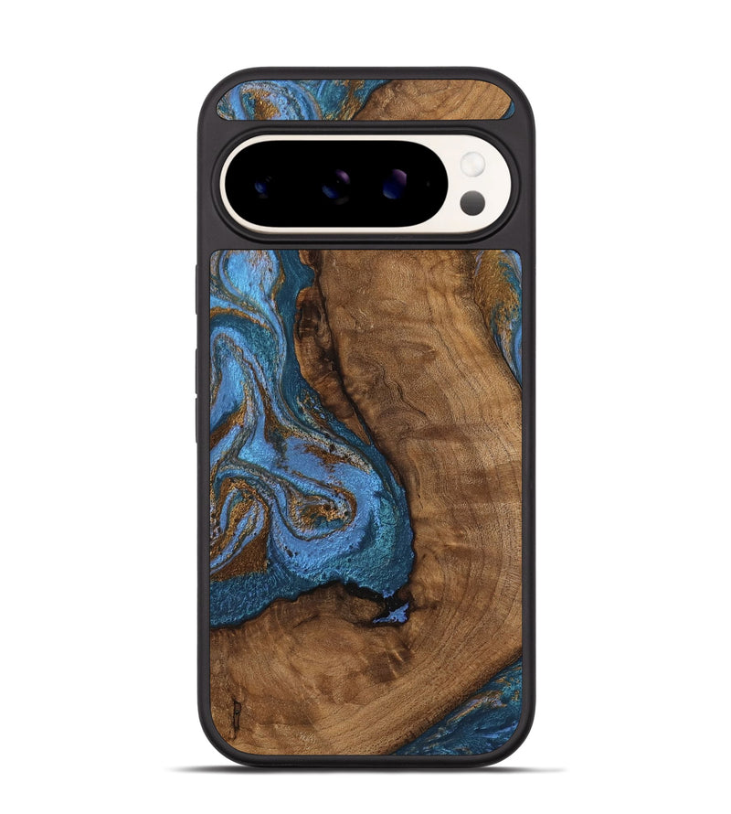 Pixel 9 Wood Phone Case - Damian (Teal & Gold, 746455)