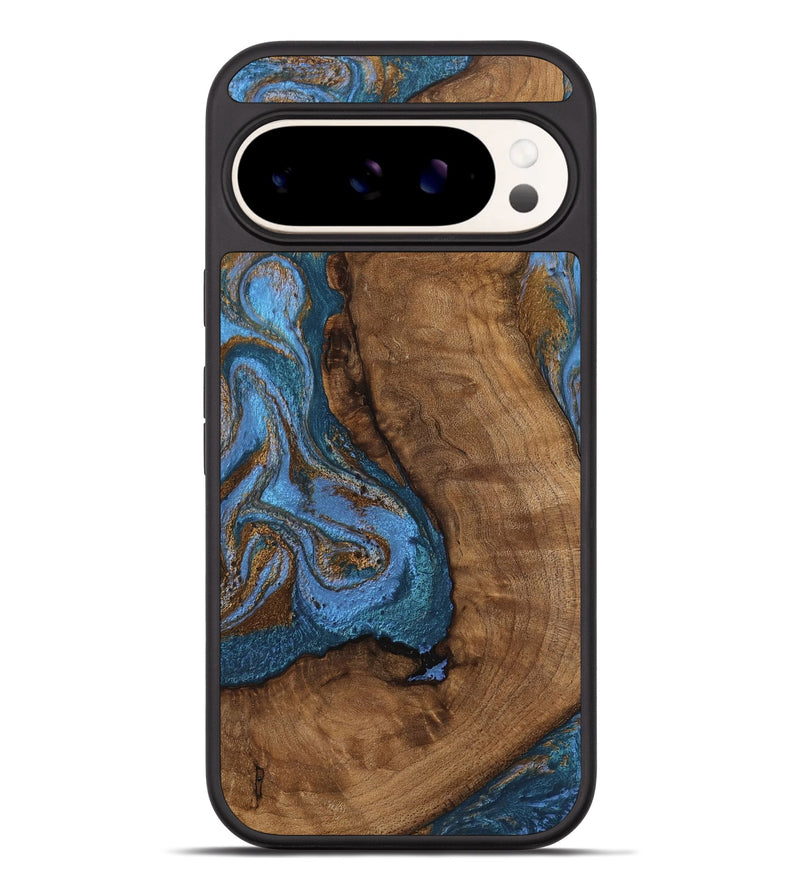 Pixel 9 Pro XL Wood Phone Case - Damian (Teal & Gold, 746455)