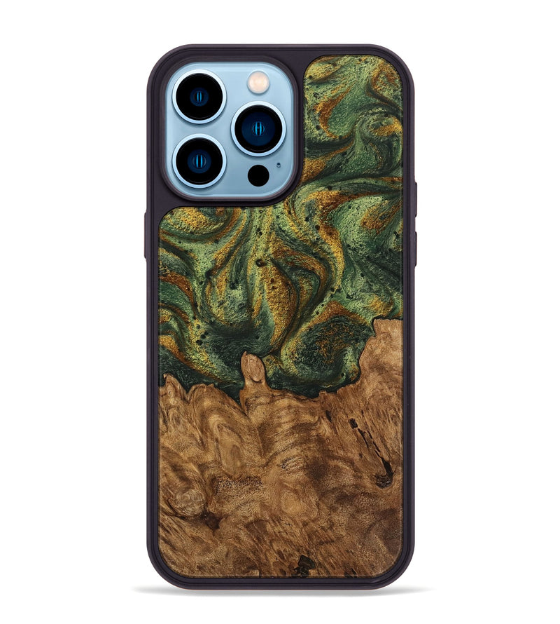 iPhone 14 Pro Max Wood Phone Case - Erma (Green, 746458)