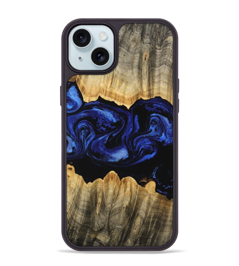 iPhone 15 Plus Wood Phone Case - Billye (Blue, 746460)