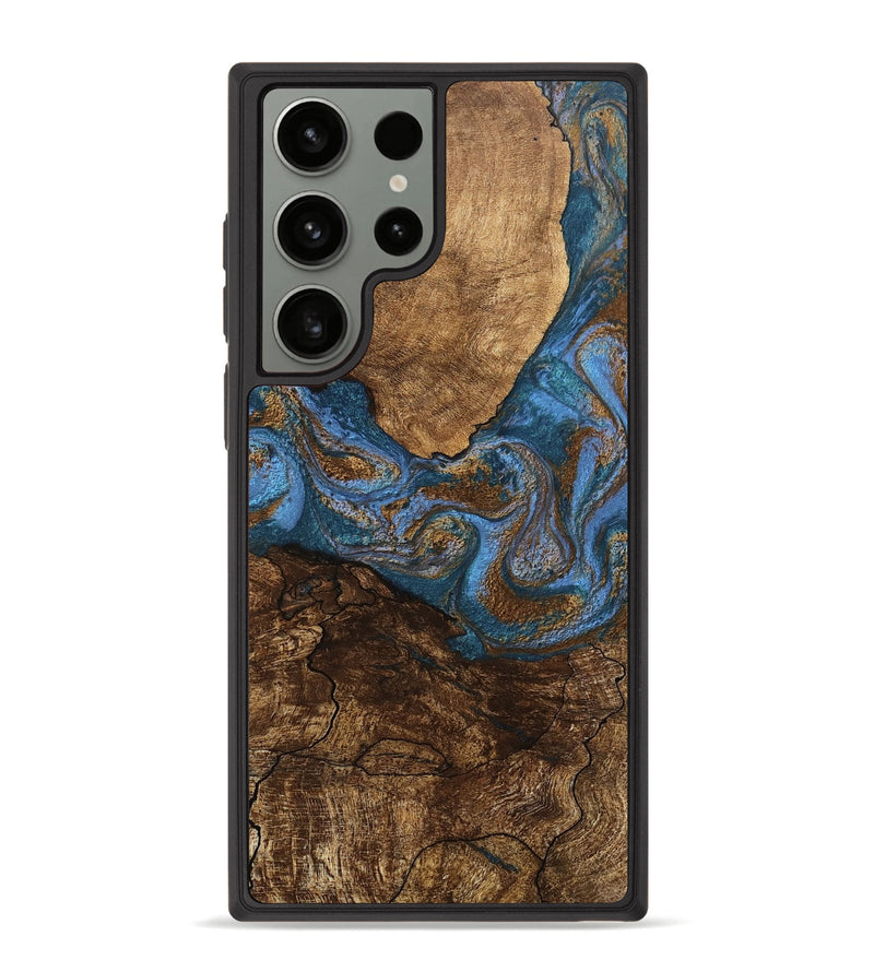 Galaxy S23 Ultra Wood Phone Case - Titan (Teal & Gold, 746463)