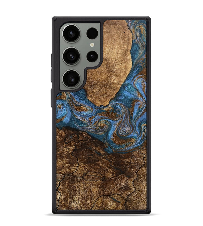 Galaxy S24 Ultra Wood Phone Case - Titan (Teal & Gold, 746463)