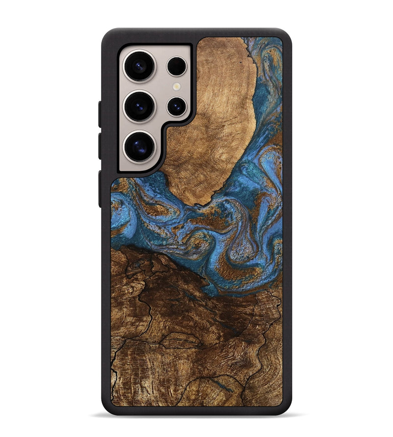 Galaxy S25 Ultra Wood Phone Case - Titan (Teal & Gold, 746463)