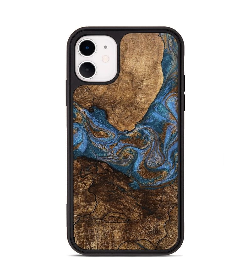 iPhone 11 Wood Phone Case - Titan (Teal & Gold, 746463)