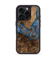 iPhone 16 Pro Wood Phone Case - Titan (Teal & Gold, 746463)