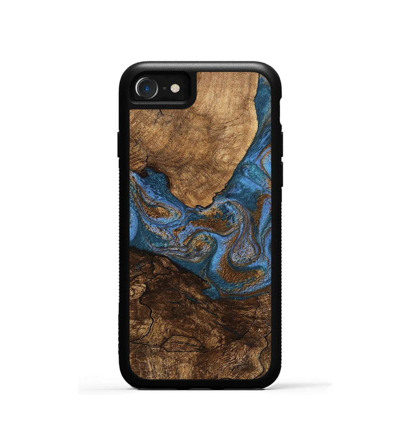 iPhone SE Wood Phone Case - Titan (Teal & Gold, 746463)