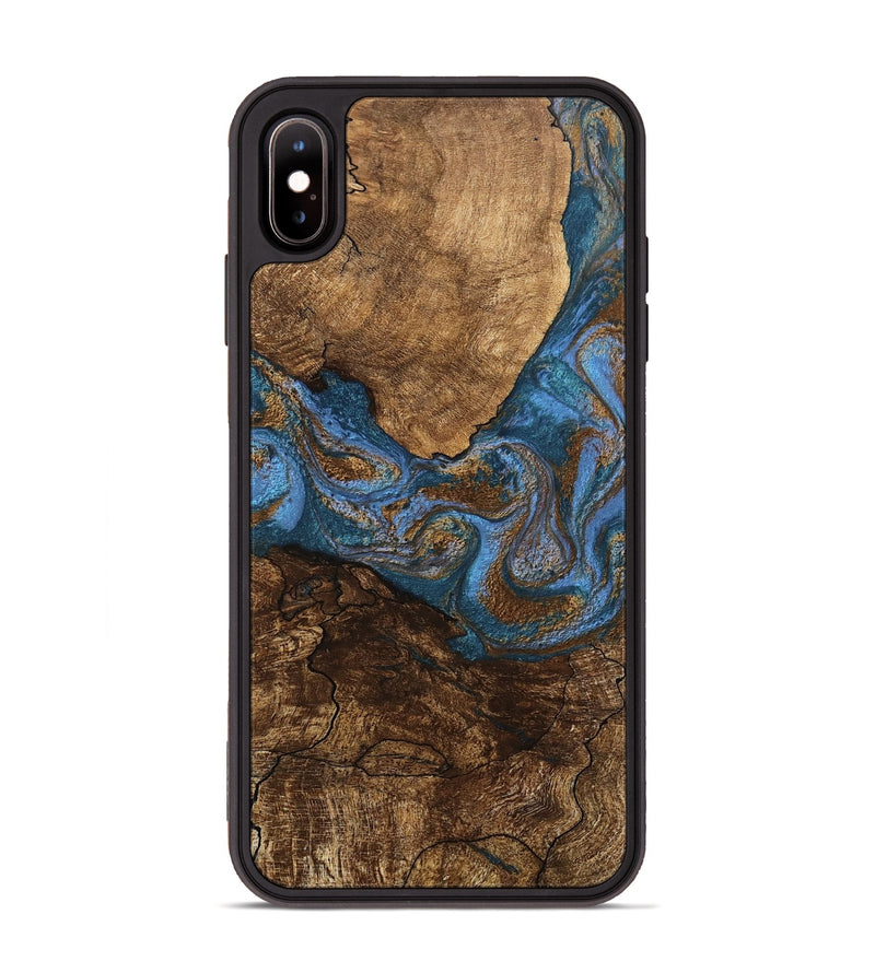 iPhone Xs Max Wood Phone Case - Titan (Teal & Gold, 746463)