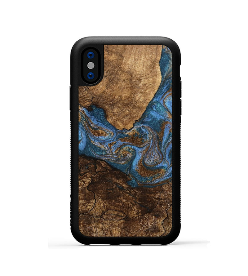 iPhone Xs Wood Phone Case - Titan (Teal & Gold, 746463)