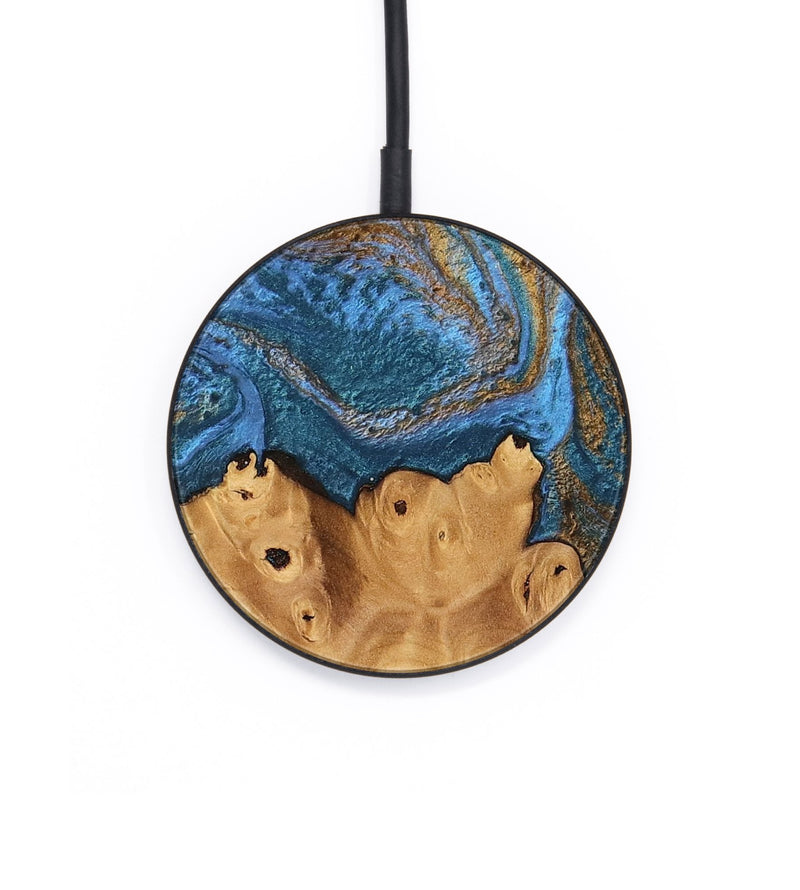 Circle Wood Wireless Charger - Debora (Teal & Gold, 746464)