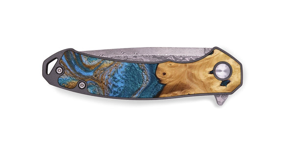 EDC Wood Pocket Knife - Debora (Teal & Gold, 746464)