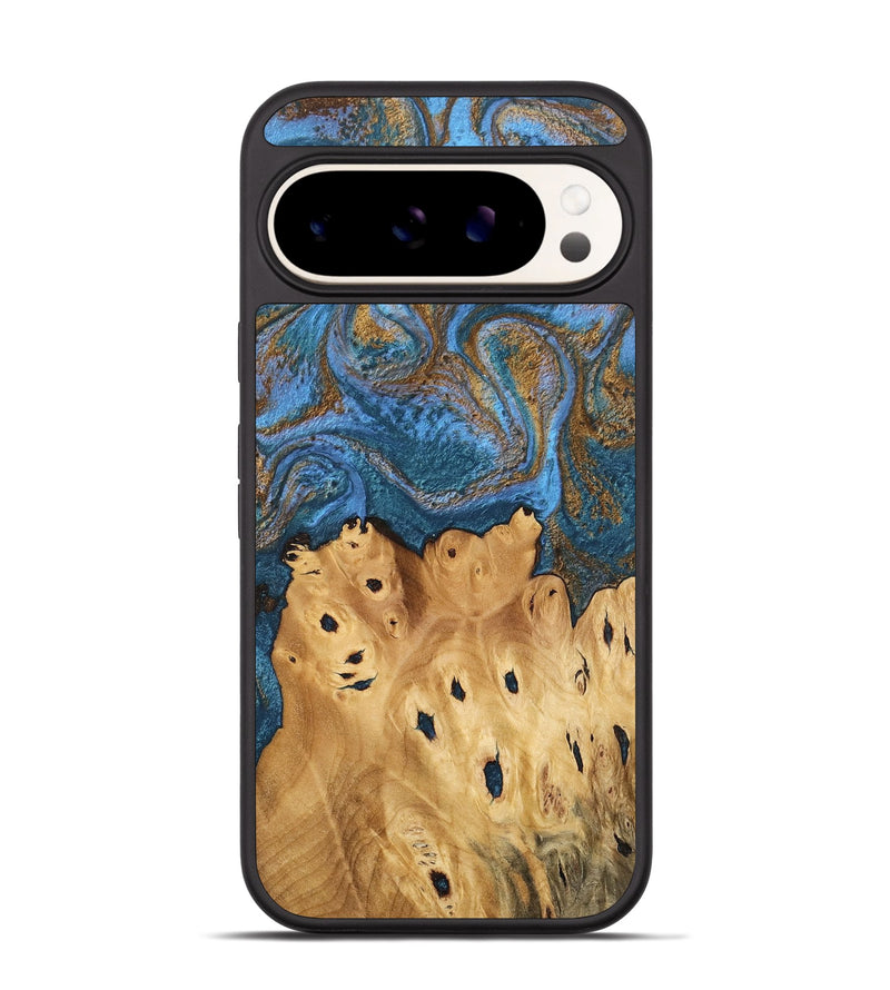 Pixel 9 Wood Phone Case - Debora (Teal & Gold, 746464)