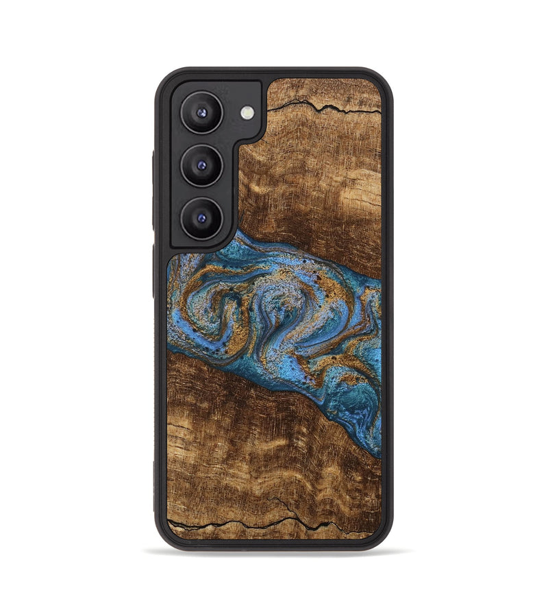 Galaxy S23 Wood Phone Case - Enos (Teal & Gold, 746468)