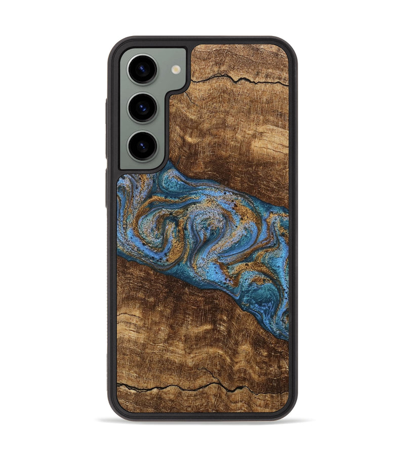 Galaxy S23 Plus Wood Phone Case - Enos (Teal & Gold, 746468)