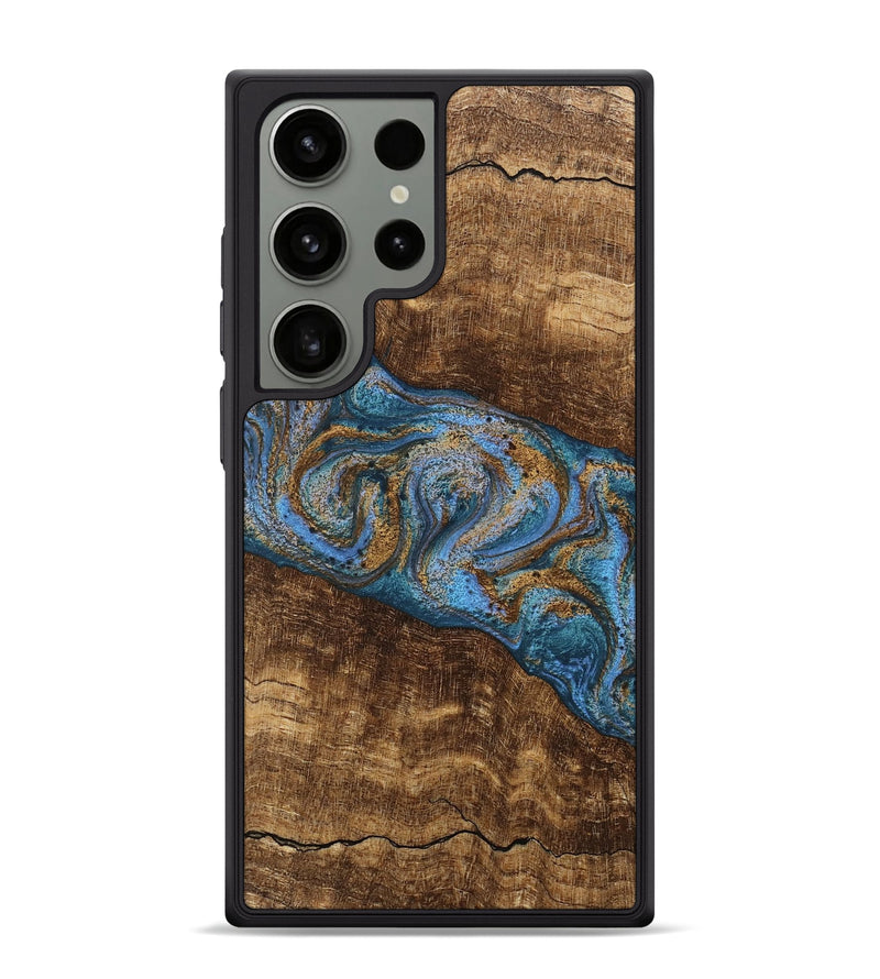 Galaxy S24 Ultra Wood Phone Case - Enos (Teal & Gold, 746468)