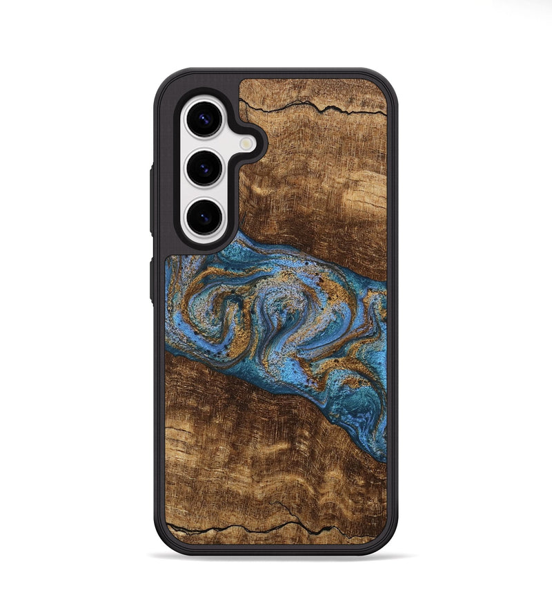 Galaxy S25 Plus Wood Phone Case - Enos (Teal & Gold, 746468)