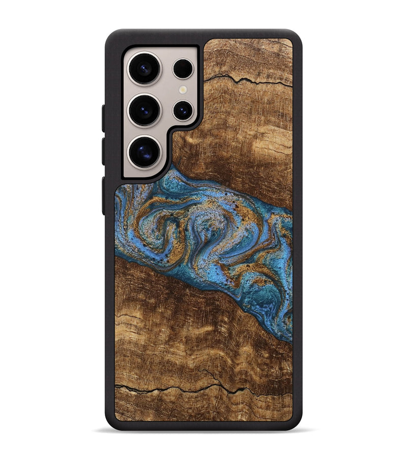 Galaxy S25 Ultra Wood Phone Case - Enos (Teal & Gold, 746468)