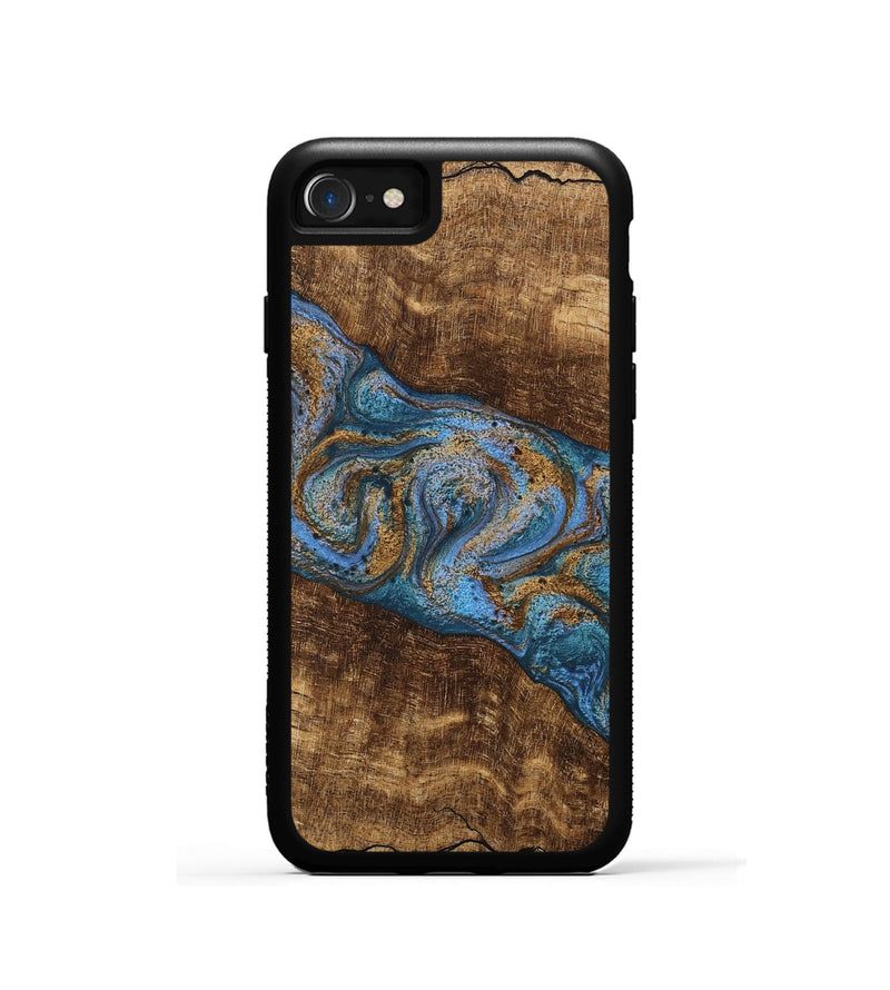 iPhone SE Wood Phone Case - Enos (Teal & Gold, 746468)