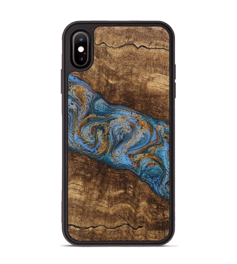 iPhone Xs Max Wood Phone Case - Enos (Teal & Gold, 746468)