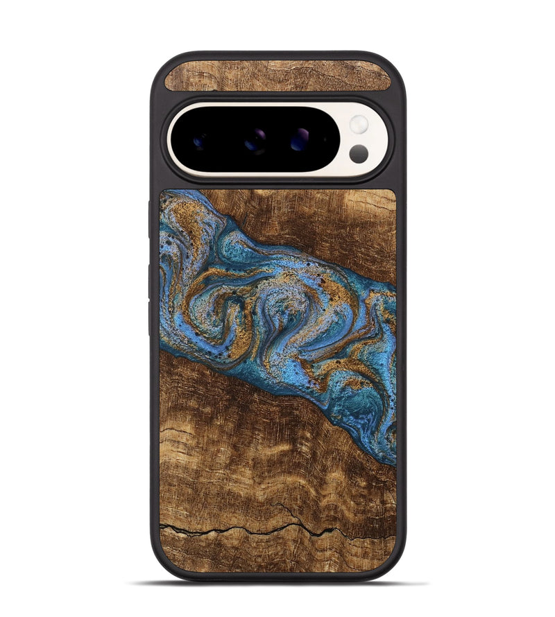 Pixel 9 Wood Phone Case - Enos (Teal & Gold, 746468)