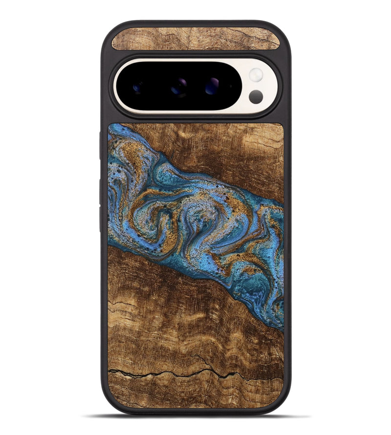 Pixel 9 Pro XL Wood Phone Case - Enos (Teal & Gold, 746468)