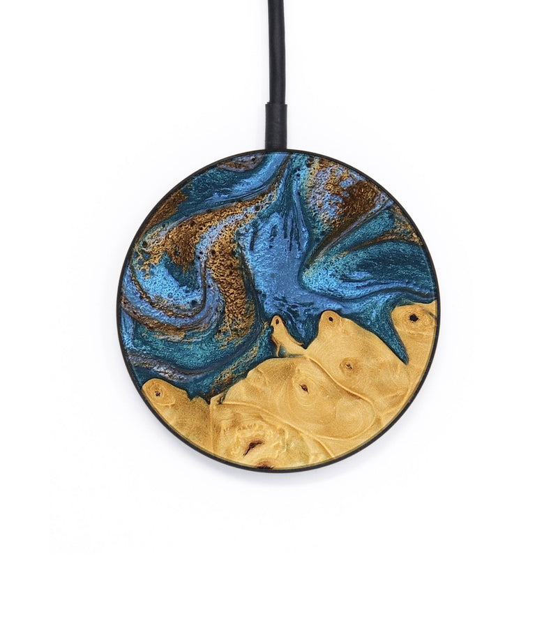 Circle Wood Wireless Charger - Kyree (Teal & Gold, 746470)