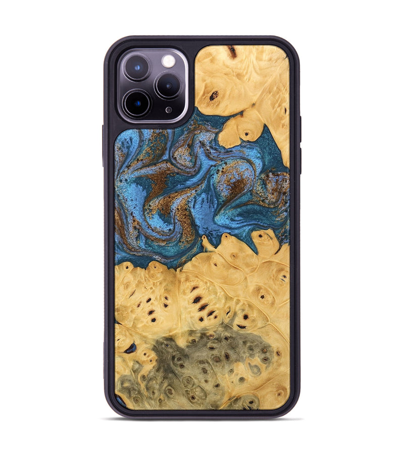 iPhone 11 Pro Max Wood Phone Case - Kyree (Teal & Gold, 746470)