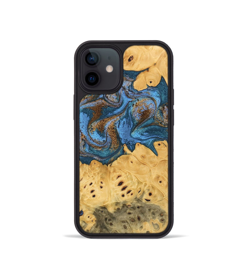 iPhone 12 mini Wood Phone Case - Kyree (Teal & Gold, 746470)