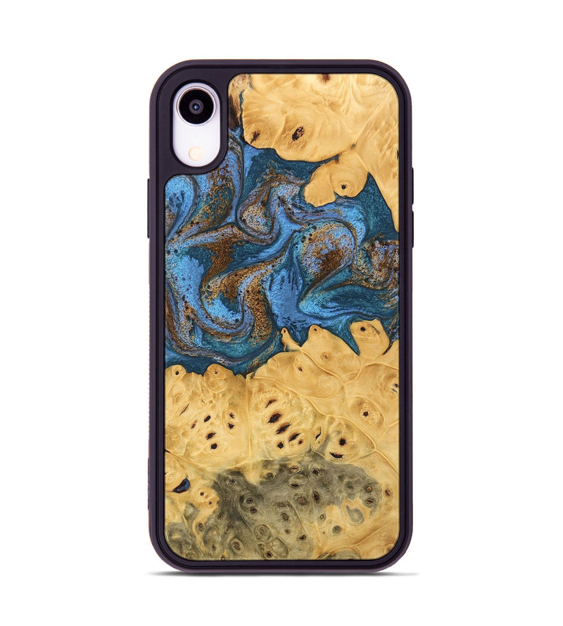 iPhone Xr Wood Phone Case - Kyree (Teal & Gold, 746470)